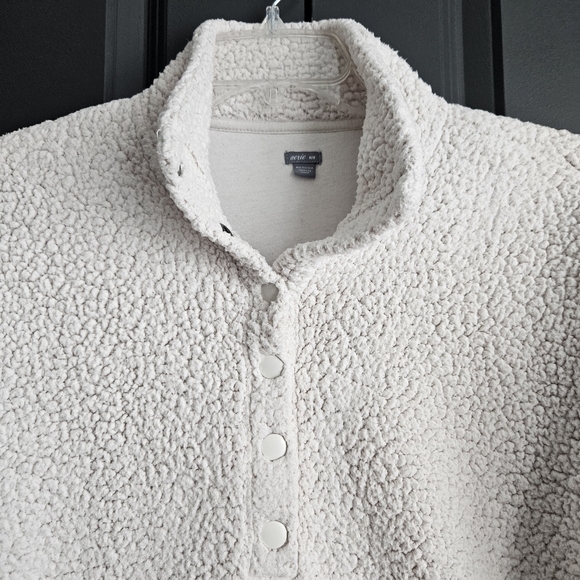 Aerie Sherpa Fleece Snap Up Cream Colored Pullover Women's Medium - Picture 3 of 9
